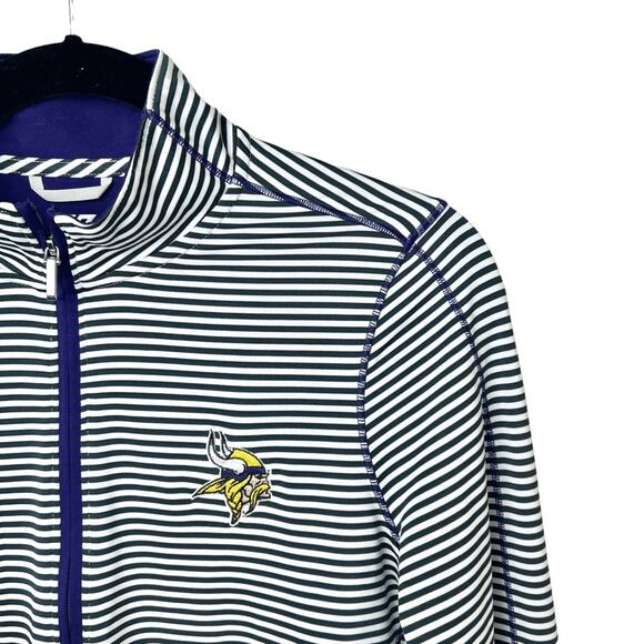 Cutter & Buck Minnesota Vikings Striped 1/2 Zip Performance Pullover Sz S - Picture 2 of 8